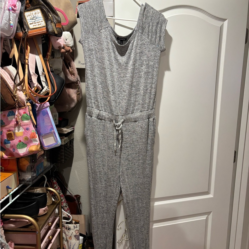 Express grey travel jogger romper-size S